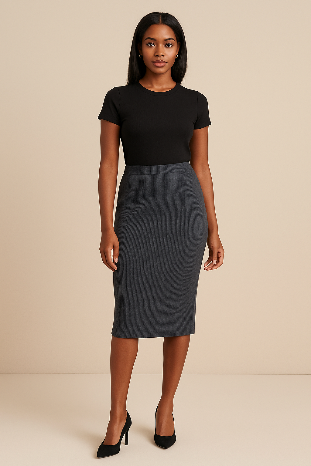 Jupe tricotée gris foncé – Thyme (Taille M)