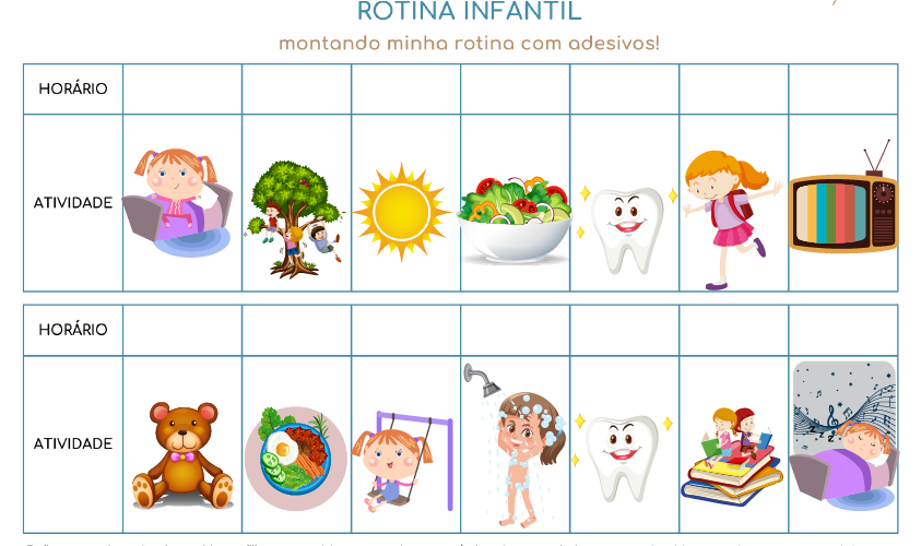 tabela de rotina para crianças