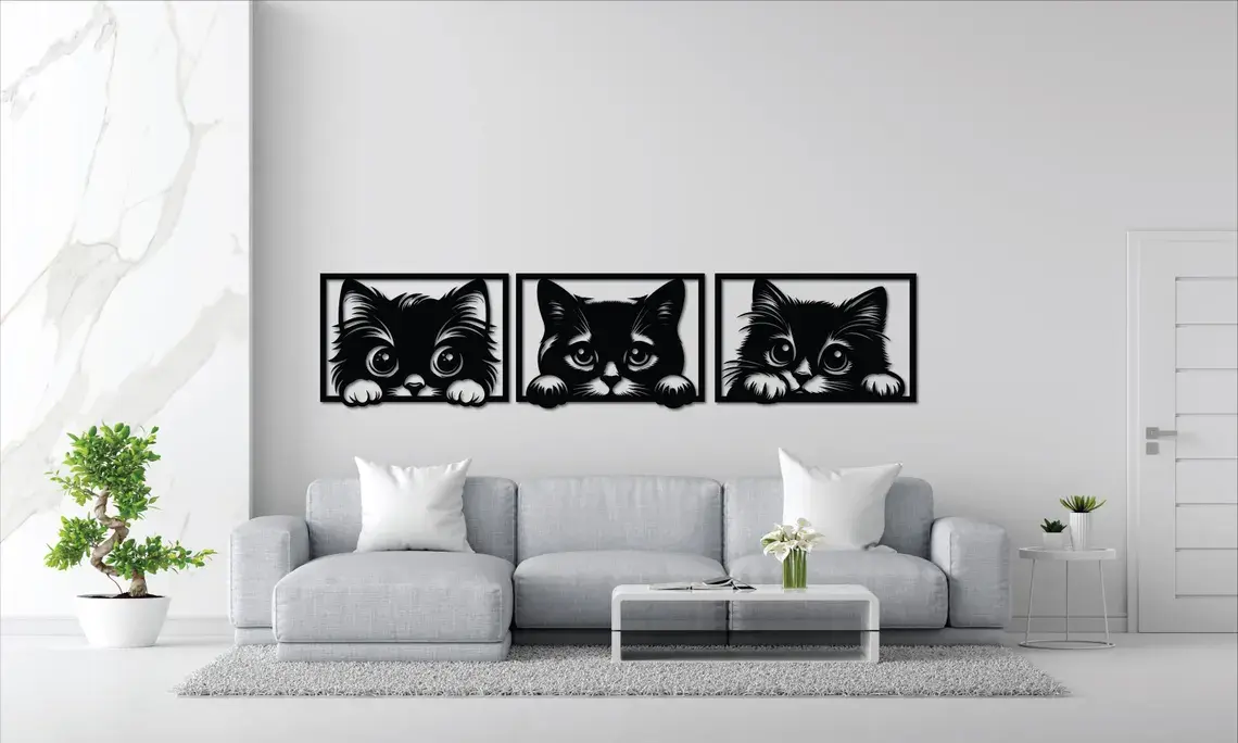 Mačji pogled-unikatni zidni dekor u 3 dijela