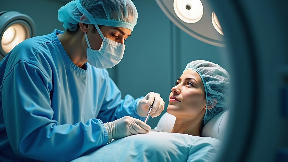 Close-up view of a medical professional preparing a patient for hyperbaric oxygen therapy