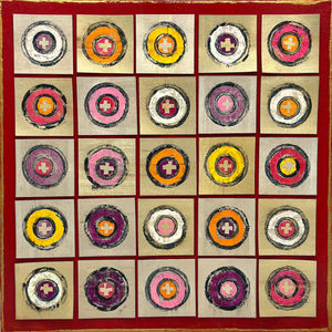 "Golden Moons" abstract painting.