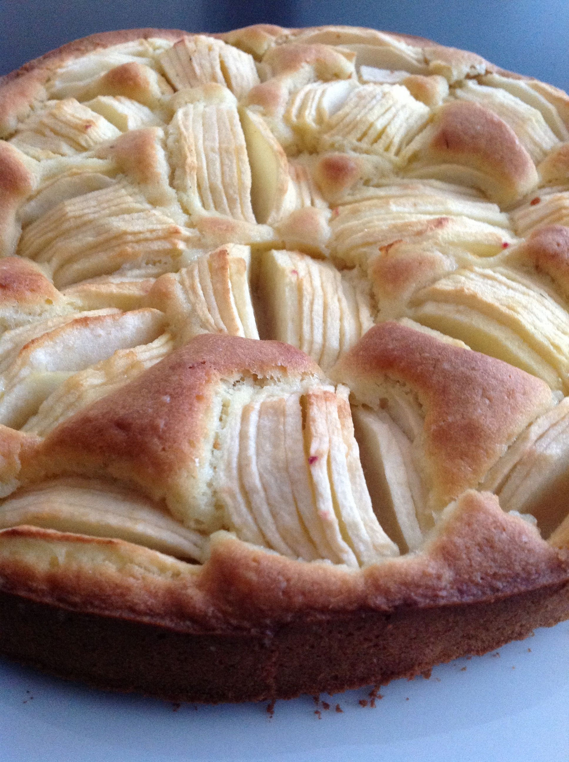 Een appeltaart volgens Duits recept: de 'Sehr feine Apfeltorte'. Feitelijk cake en appel.