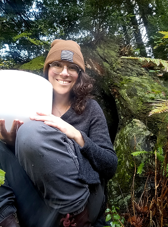 Portrait of Leeya Katrina with a singing bowl