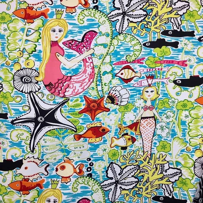 Party of the Sea - Upholstery Fabric - Nautical - Starfish - Mermaid - Fish