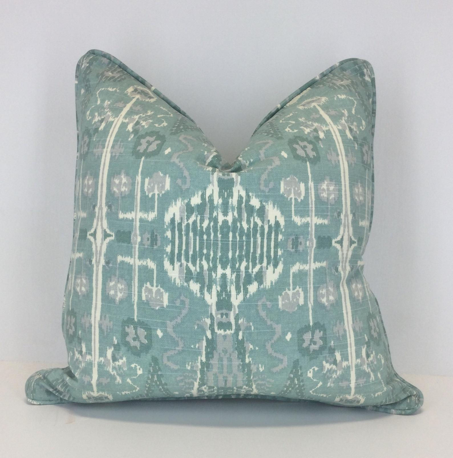 Lacefield Aqua Ikat Pillow Cover