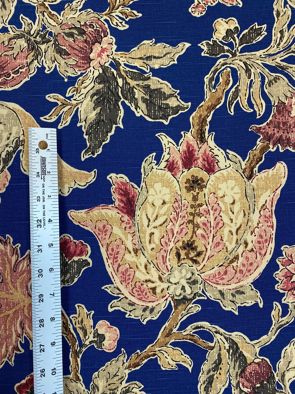 Thumbnail: Navy Floral - Upholstery Fabric