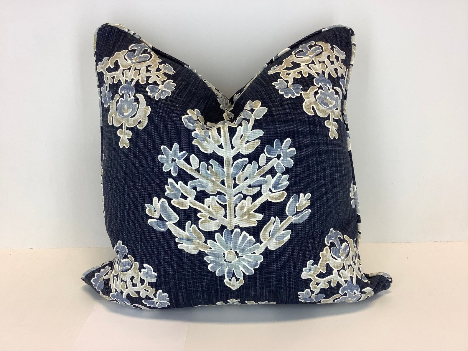 Clara Indigo Pillow Cover - Dark Blue Floral Pillow