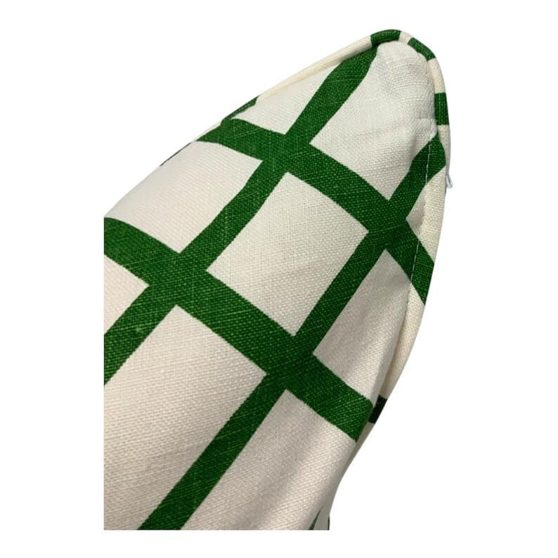 Thumbnail: Archipelago’s Kravet Green Geo Lattice 22x22 self welt Pillow Cover