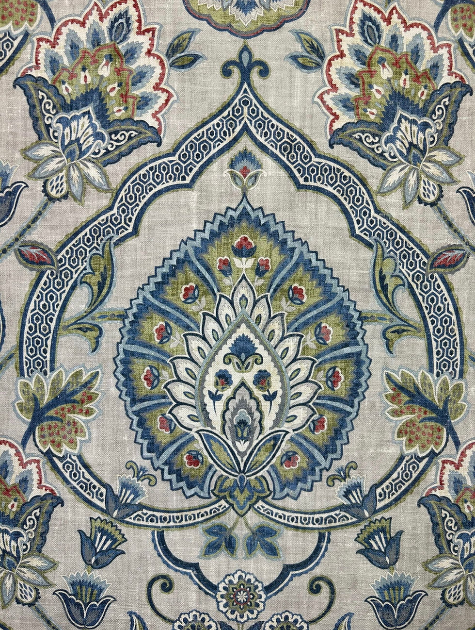 Thumbnail: Carina Platinum Fabric - Multicolor Medallion Print - Medallion Fabric - Large P