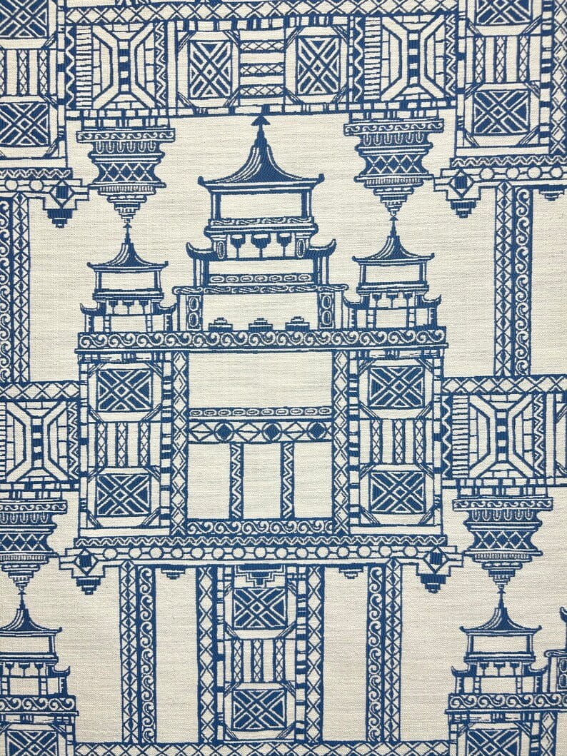 Thumbnail: Nobility Delft - blue - buildings - upholstery - fabric by the yard