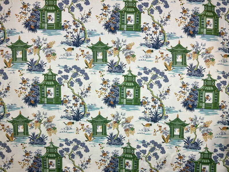 Thumbnail: Harmony Bluebell - blue - green - Asian - chinoiserie - Tree - home decor - drap