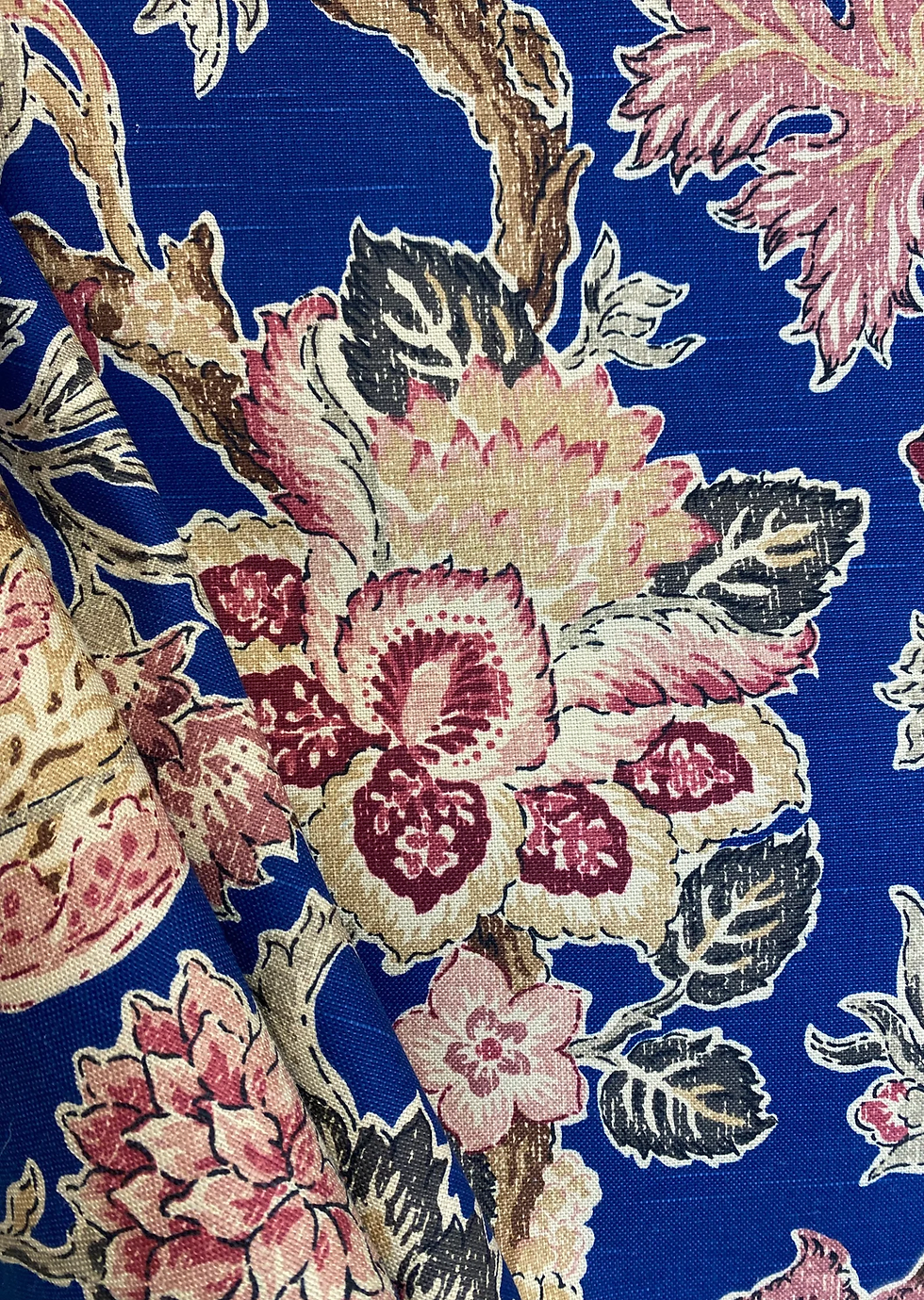 Thumbnail: Navy Floral - Upholstery Fabric