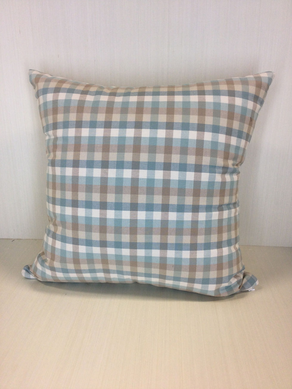 Blue and Neutral Check Pillow Cover