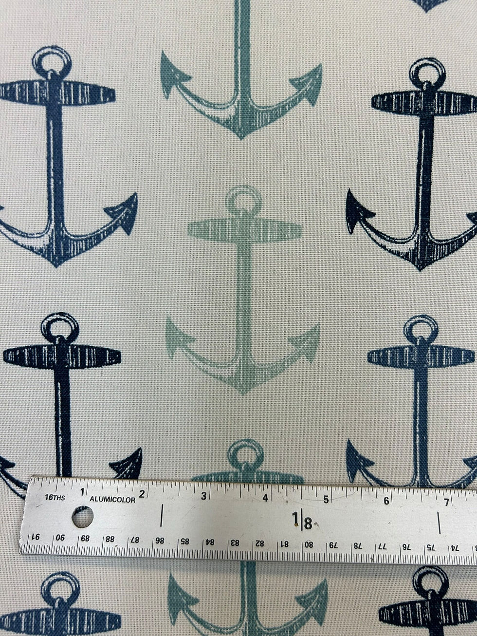 Thumbnail: Anchors Away - light blue and dark blue outdoor fabric
