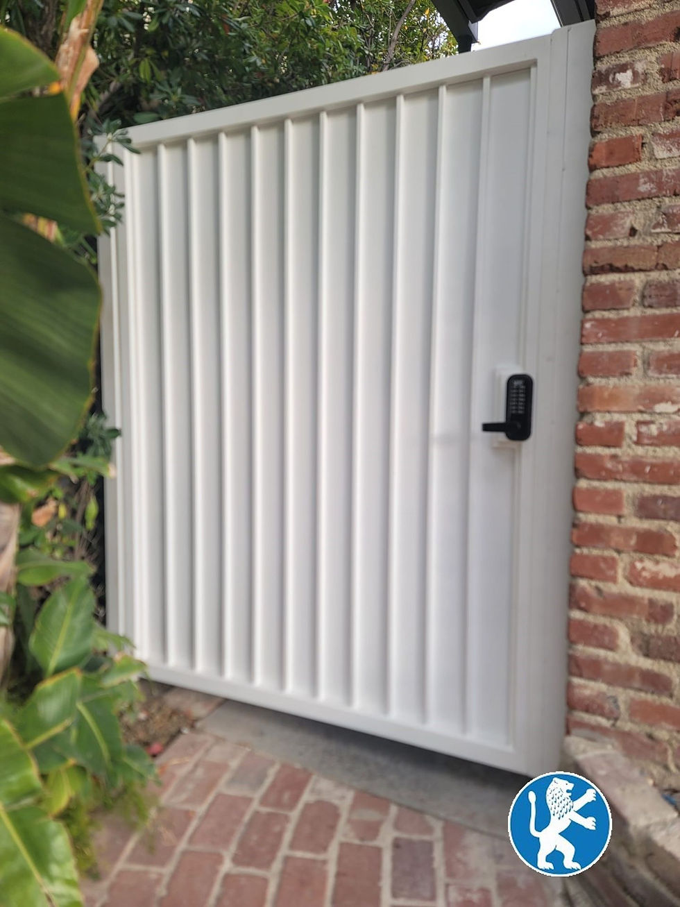 Custom Vertical Iron Pedstrian Gate with Sheet Metal and Keypad Lock.jpg