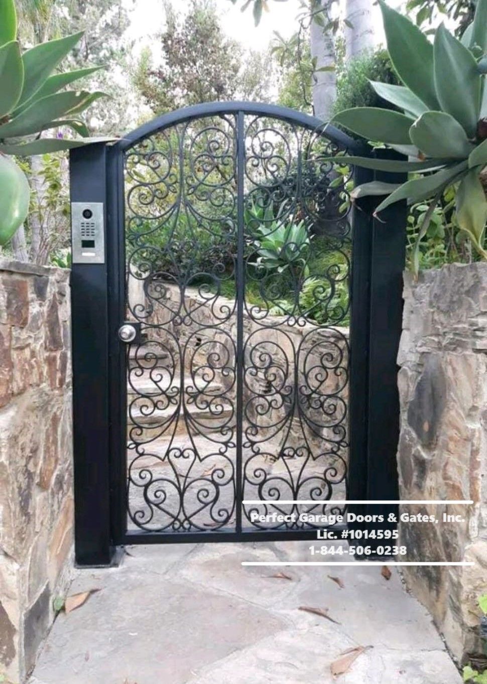 Custom Ornamental Iron Pedestrian Gate with Intercom System.jpg