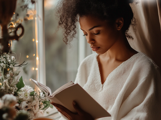 A professional woman journaling