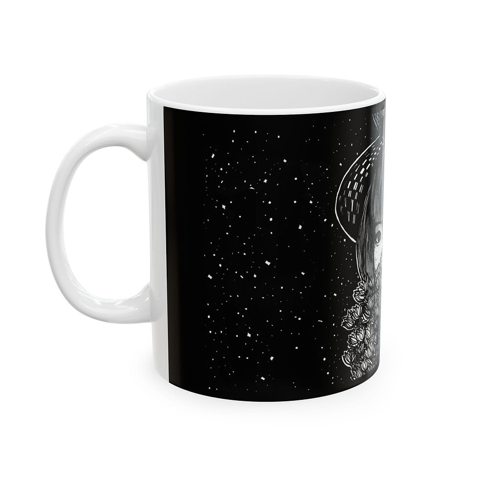 Thumbnail: Midnight Flowers Ceramic Mug, (11oz, 15oz)