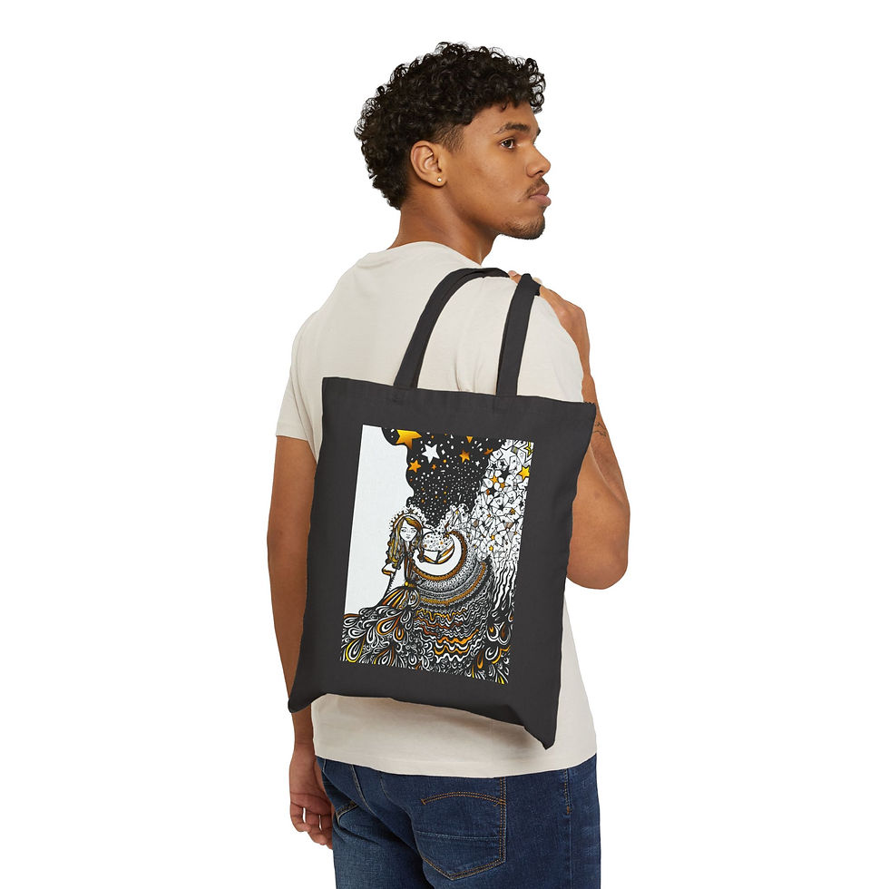 Thumbnail: Playing the Moon Cotton Canvas Tote Bag