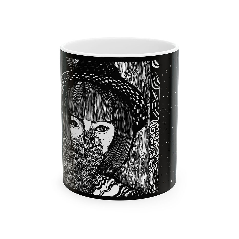Midnight Flowers Ceramic Mug, (11oz, 15oz)