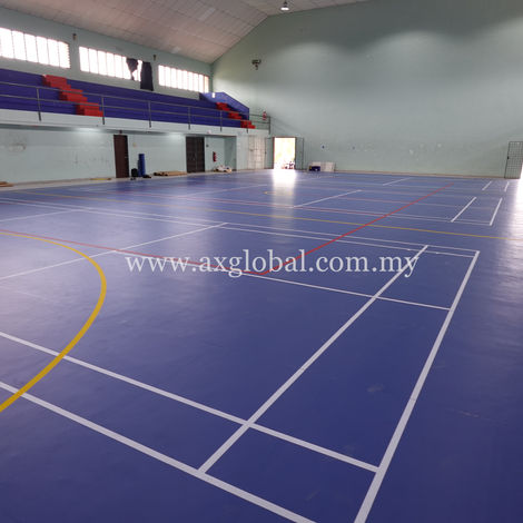 Indoor sports hall with AX Global markings