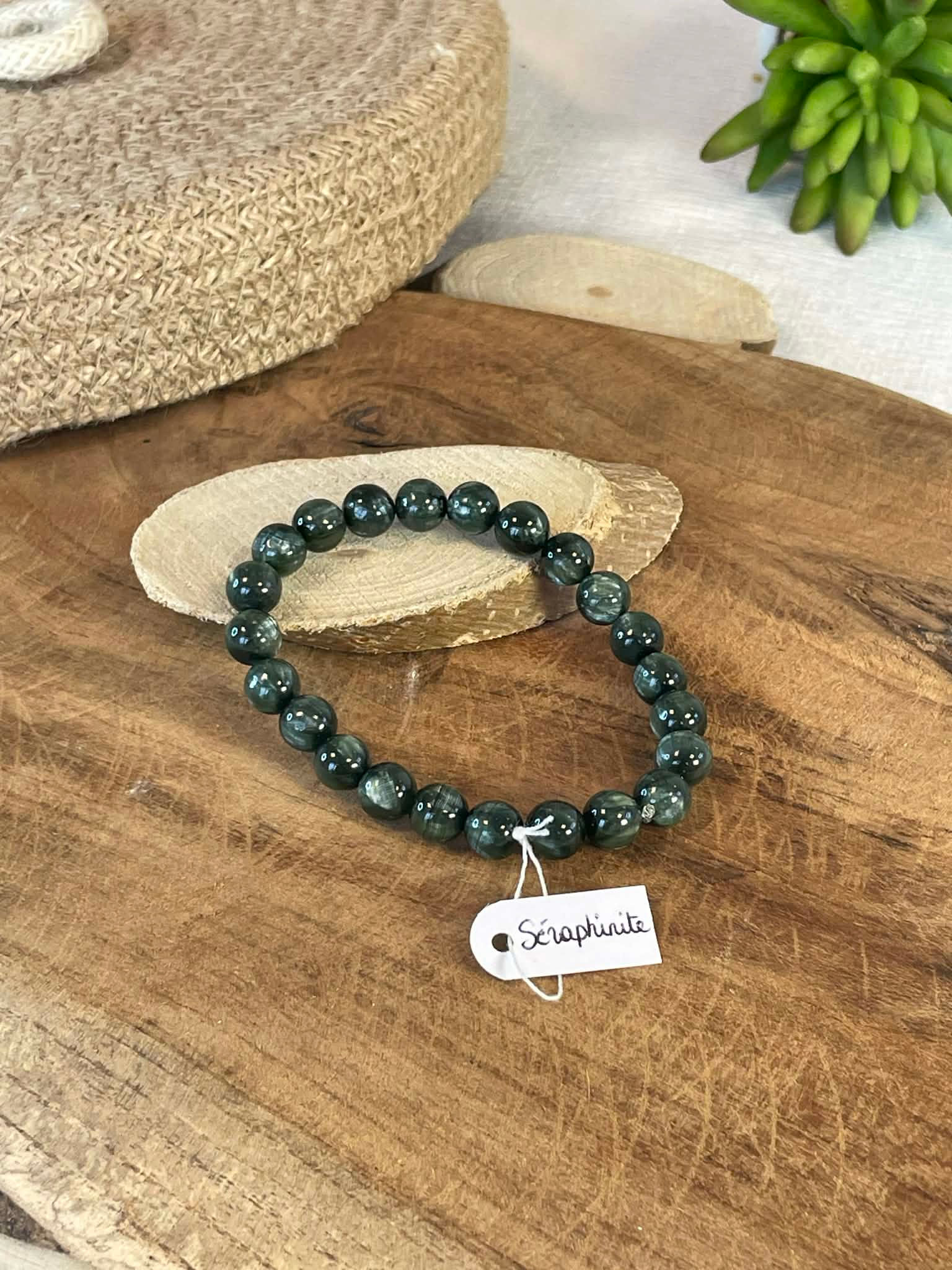 Bracelet perle Séraphinite 6mm