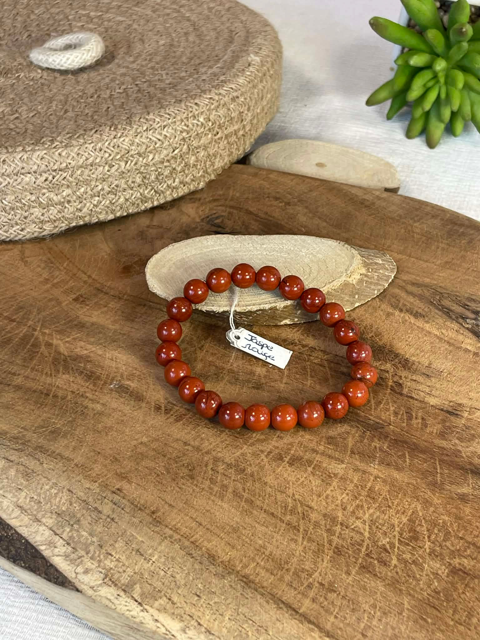 Bracelet Perle Jaspe Rouge 8mm