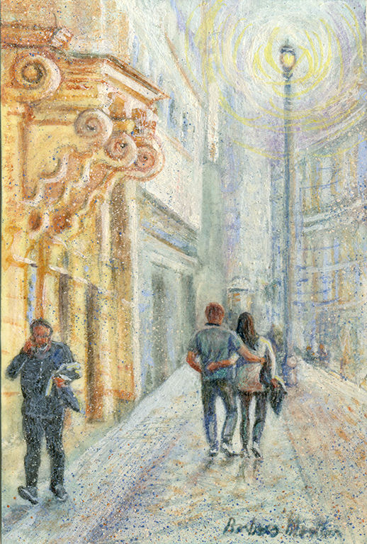 "Sweetheart Stroll" $250. 1.75" x 2.5"