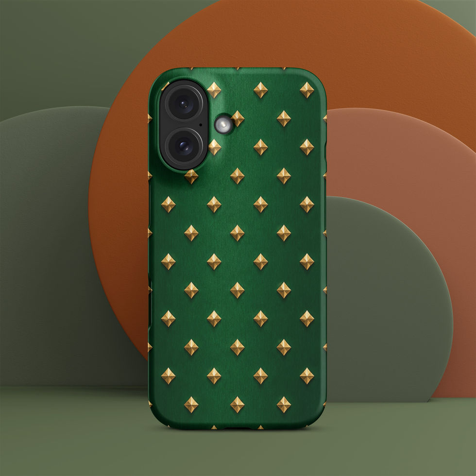 Emerald Gilt Diamonds snap case for iPhone 16, gold-look diamonds on emerald green