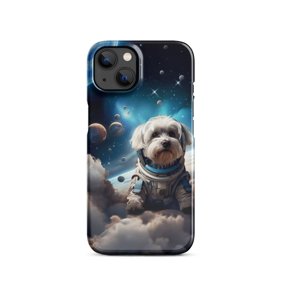 Cosmic dog-mockup-10 showing Celestial Voyager artwork on an iPhone snap phone case