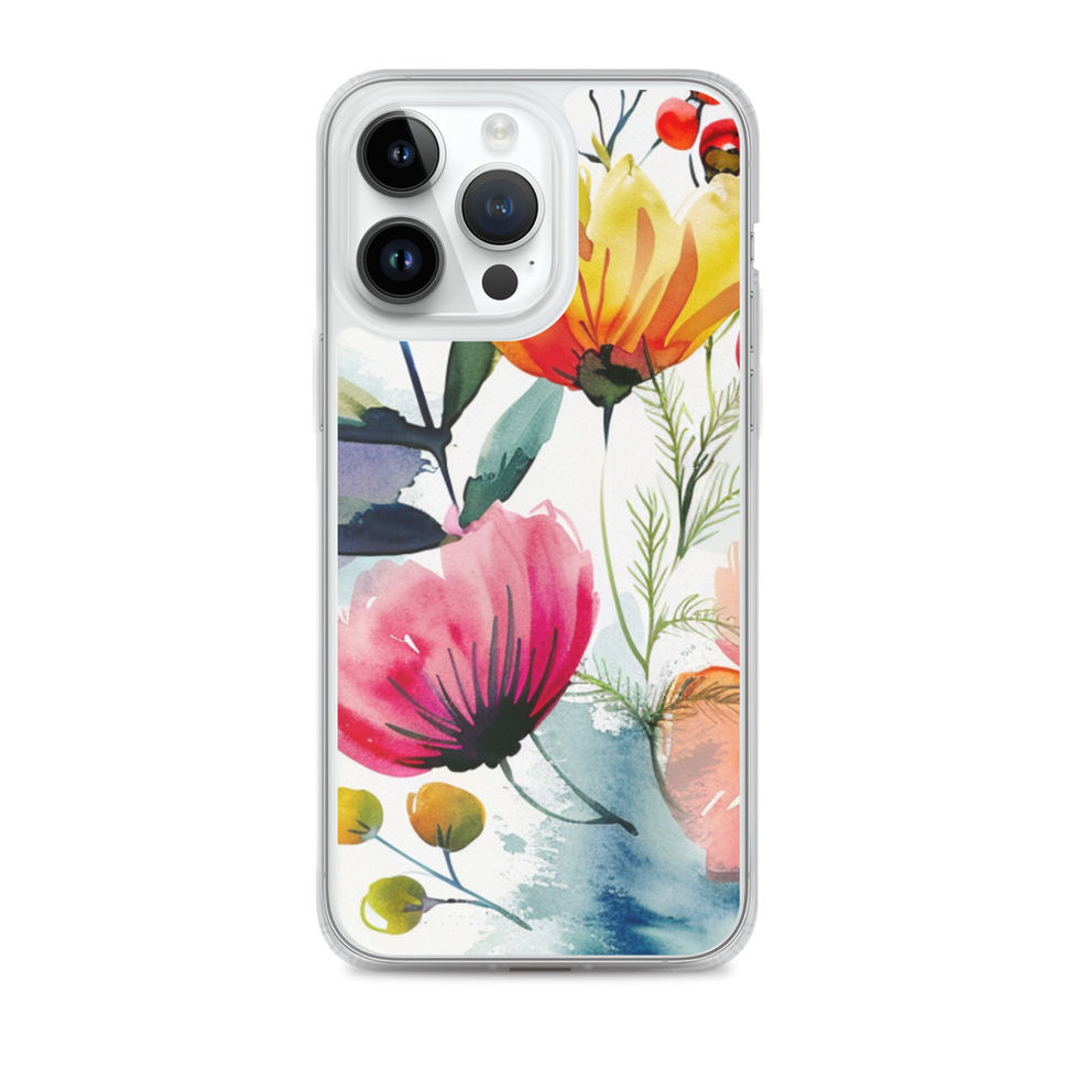 Crimson Meadow clear case for iPhone 17 Air, rear floral artwork view with crimson, coral and blush flowers