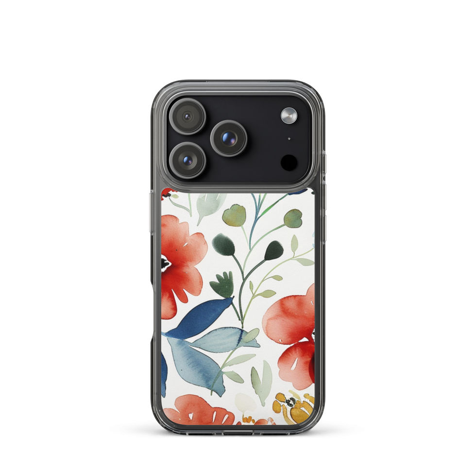 Watercolour Bloom clear case for iPhone 16 Pro, vibrant orange-and-green floral painting, image 49