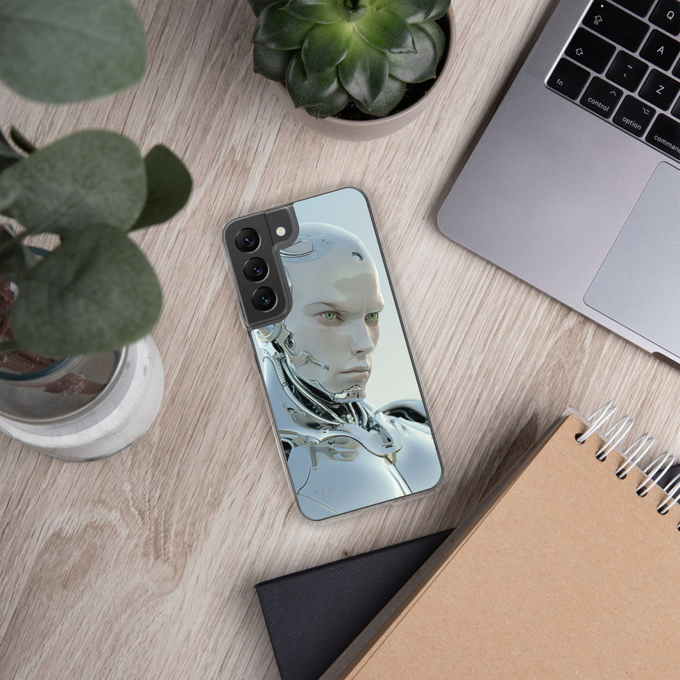 Chrome Sentinel clear Samsung case — reflective chrome shoulder armour in a clean product gallery view