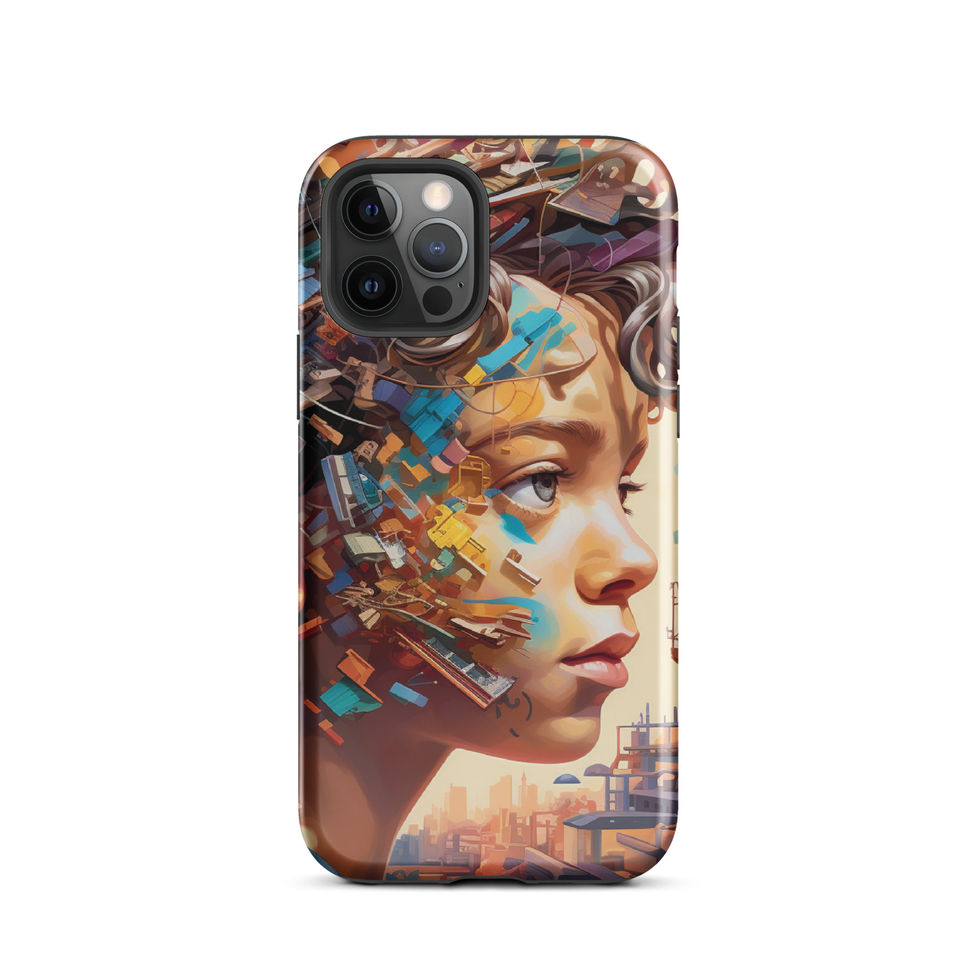 Constructed Dreams tough iPhone case with mechanical surreal artwork, reinforced corner detail, image 7