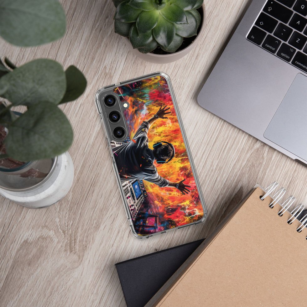 Neon Soundwave glowing music-wave design on a transparent Samsung case, gallery image 45 of 50
