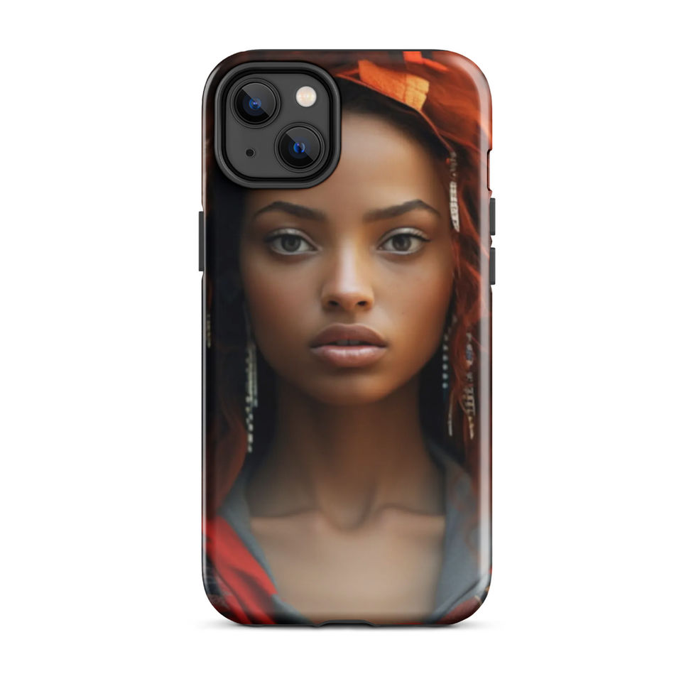 Detailed iPhone 14 Pro cover revealing beadwork and patterned fabric