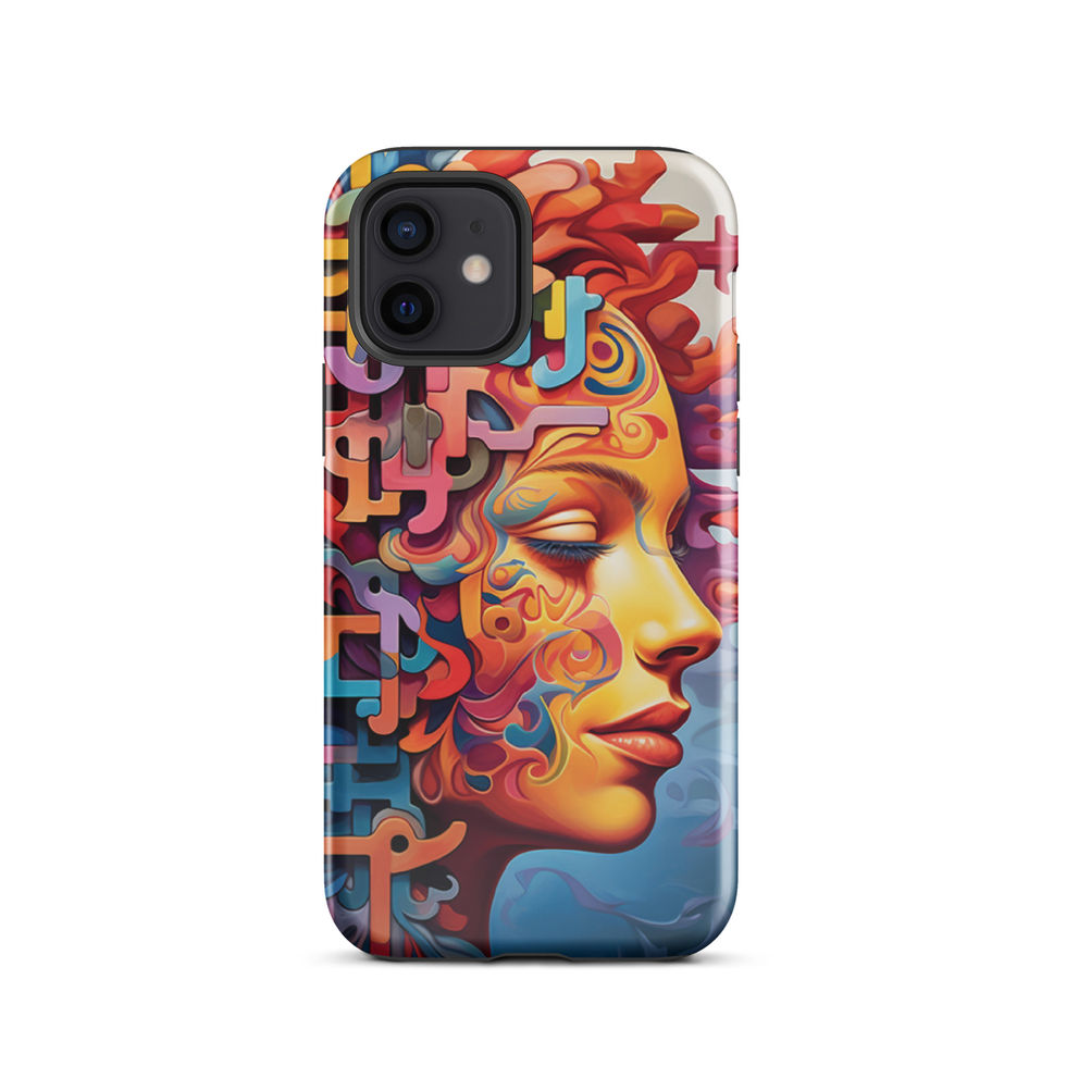 Dreamstate Mosaic tough iPhone case with dreamy abstract mosaic artwork — bottom port detail