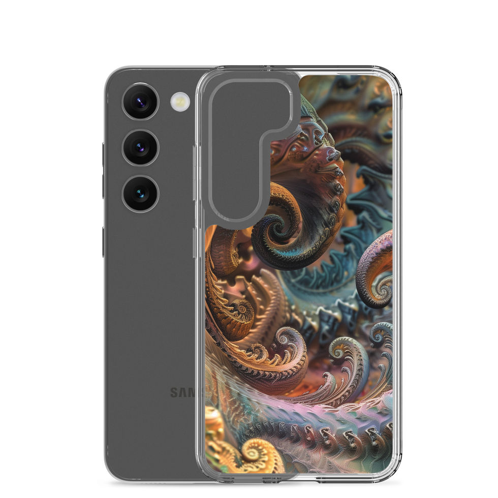 "Ethereal Abyss" clear Samsung case with dark ocean backdrop, printed phone back