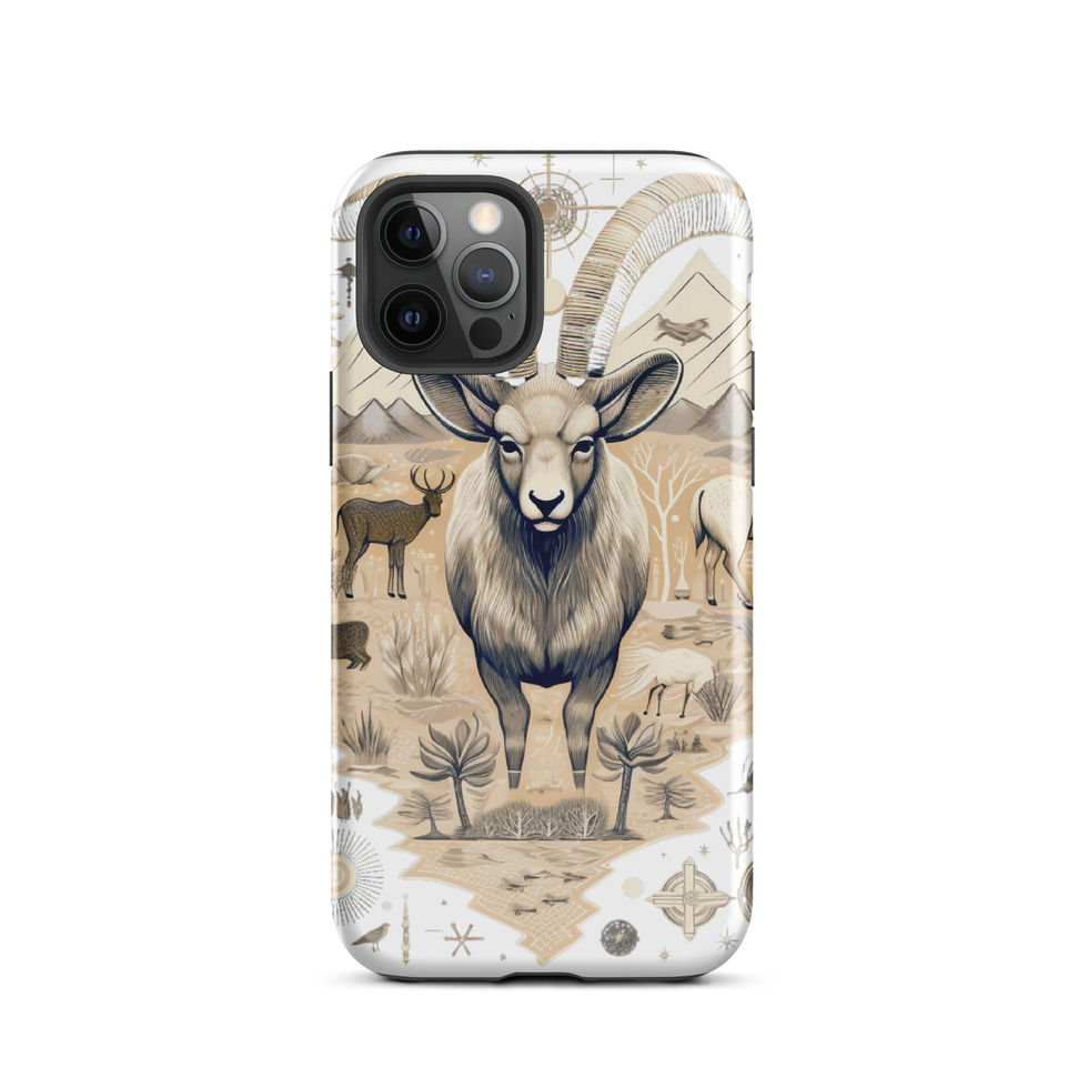 Nomadic ram-mockup-07 showing Nomadic Spirit artwork on an iPhone tough phone case