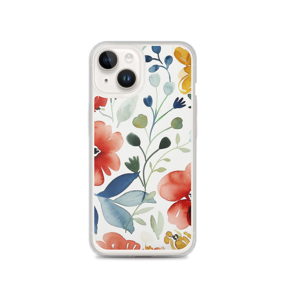 Watercolour Bloom clear case for iPhone 11, vibrant orange-and-green floral painting, image 1