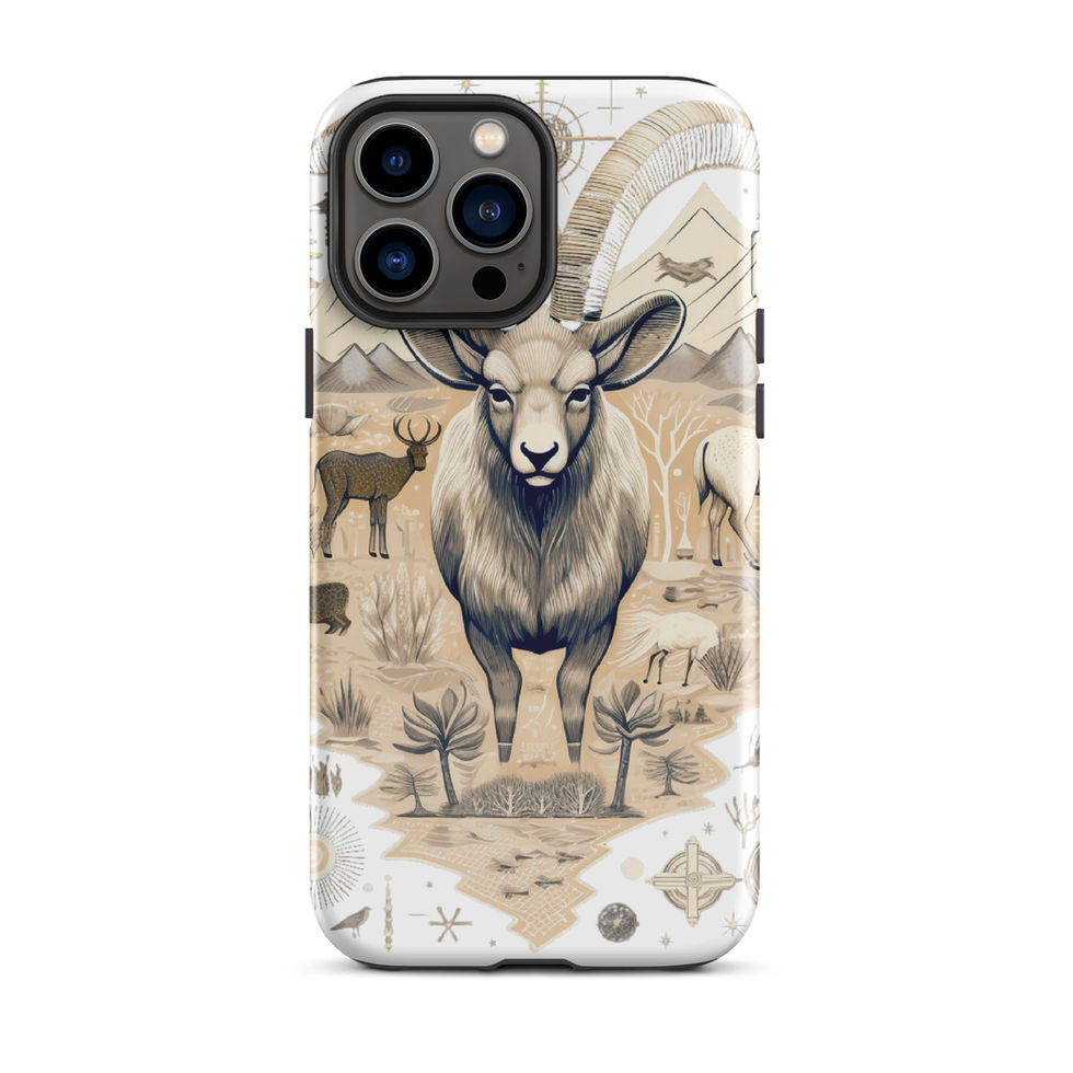 Nomadic ram-mockup-12 showing Nomadic Spirit artwork on an iPhone tough phone case