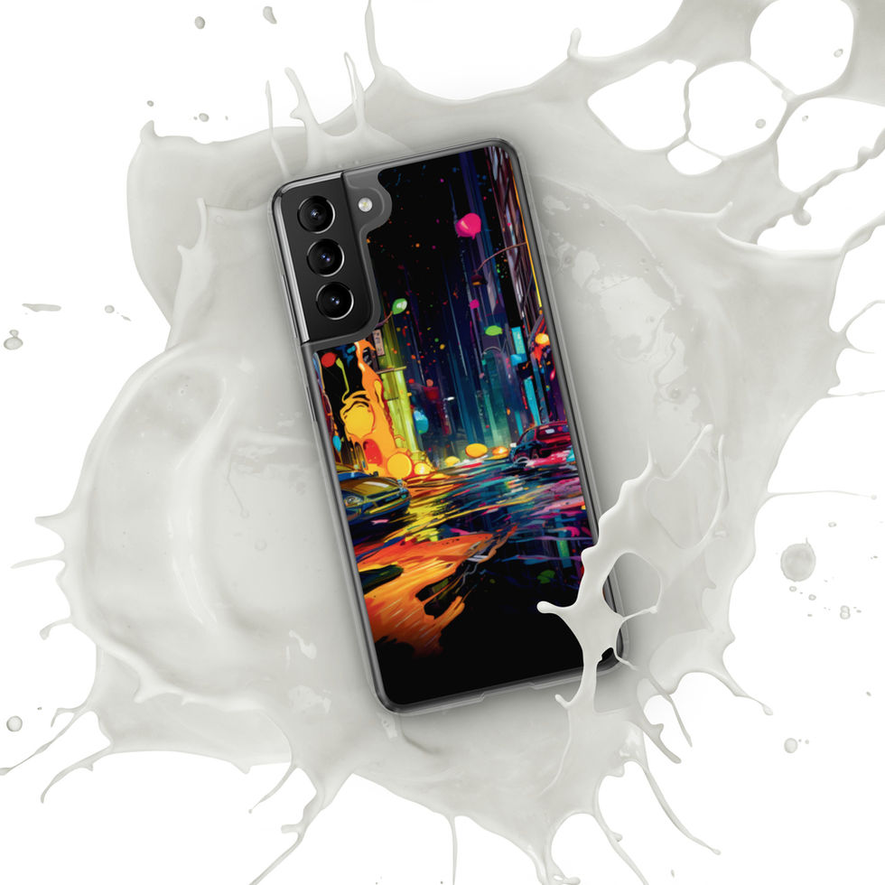 Neon Spill City clear Samsung case with luminous painted skyline — gallery view 11