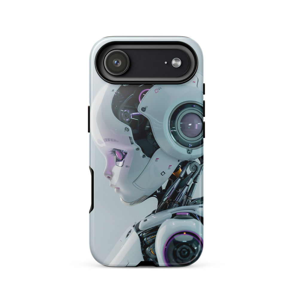 iPhone phone case highlighting Cyber Sprout mechanical temple rings