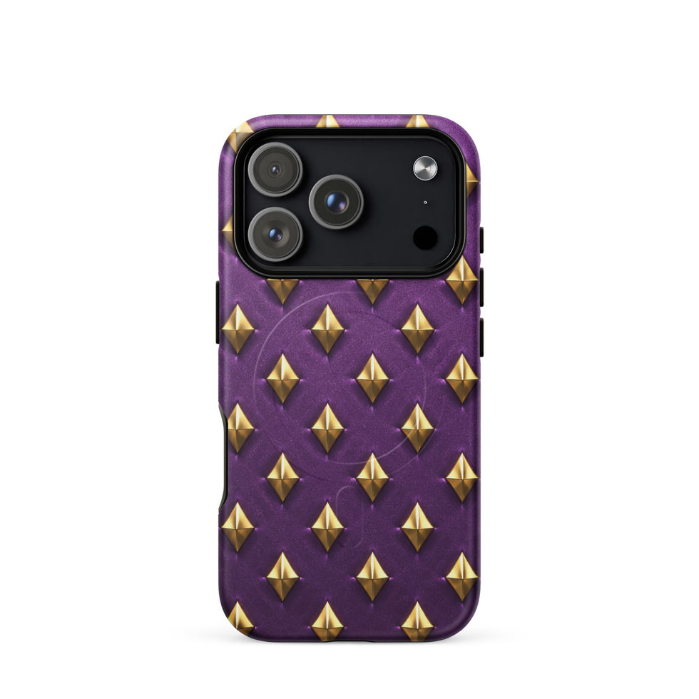 Amethyst Gold Diamonds magsafe case for iPhone 17 Pro, gold-look diamonds on amethyst purple