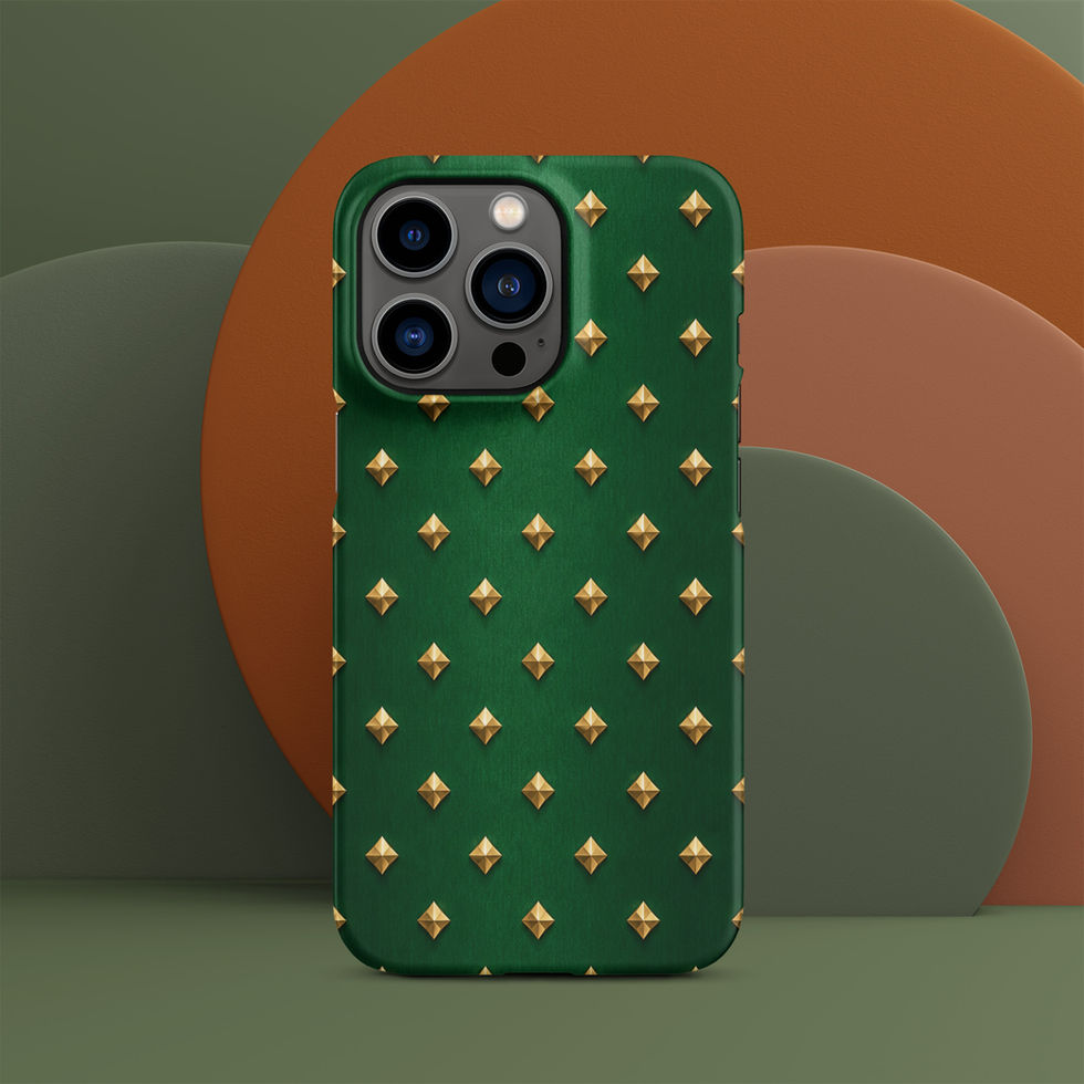 Emerald Gilt Diamonds snap case for iPhone 13 Pro, gold-look diamonds on emerald green