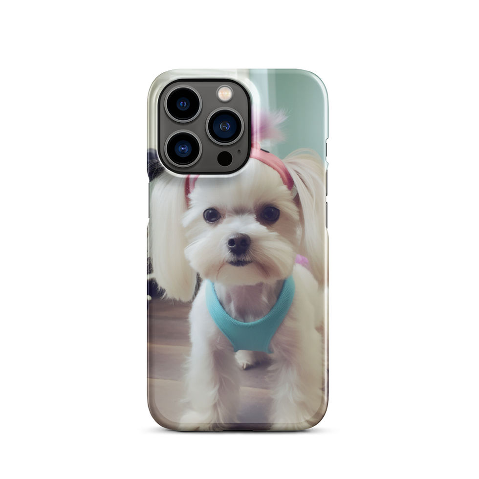 Fit Pup fitness dog iPhone snap case — front artwork view in bright lifestyle scene