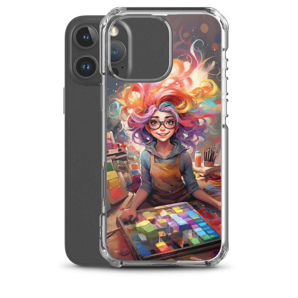 Creative Sparks colourful neon portrait on clear iPhone case — gallery view 43
