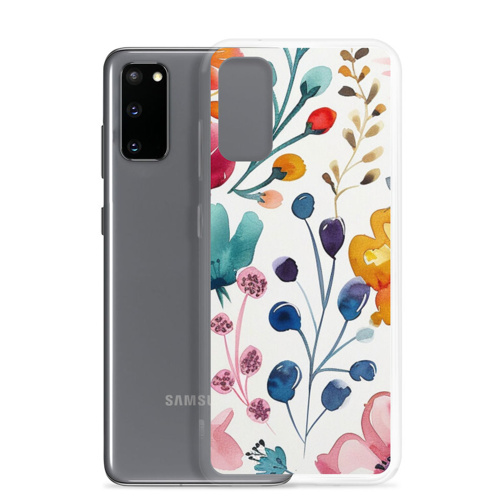 Whimsy Flora clear floral case for Samsung Galaxy S21 Plus, transparent rear view