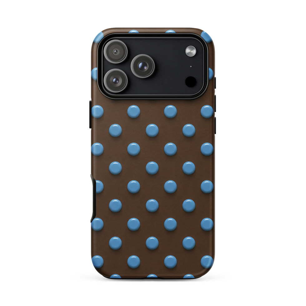 Cocoa Sky Dots tough case for iPhone 18 Pro Max, sky blue dots on cocoa brown