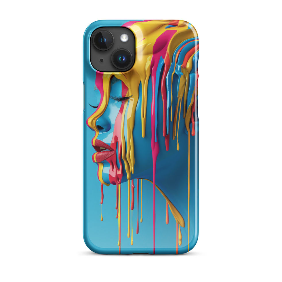 Melted Serenity snap case for iPhone with calm surreal portrait artwork, upright display, preview 18